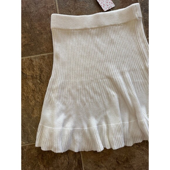 Free People Solid Gold Ivory Ribbed Knit Mini Skirt Cream Size Medium - Picture 5 of 11